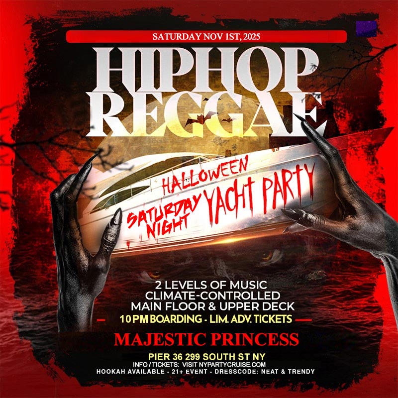 Halloween Saturday Night Hip-Hop Reggae Party Cruise 11/1/25 -NYPartyCruise.com