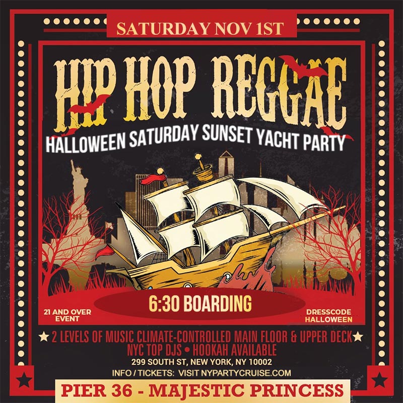 Halloween Saturday Sunset Hip-Hop Reggae Cruise 11/1/25 -NYPartyCruise.com